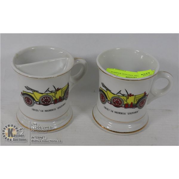 2 ANTIQUE CAR VINTAGE BARBER CUPS