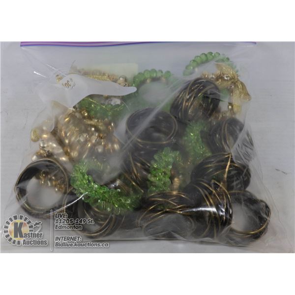 3 STYLES OF NAPKIN RINGS-12 METAL, 6 GREEN,