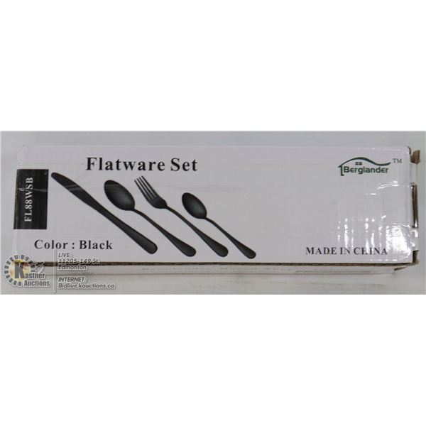 16 PC BERGLANDER BRAND BLACK FLATWARE SET