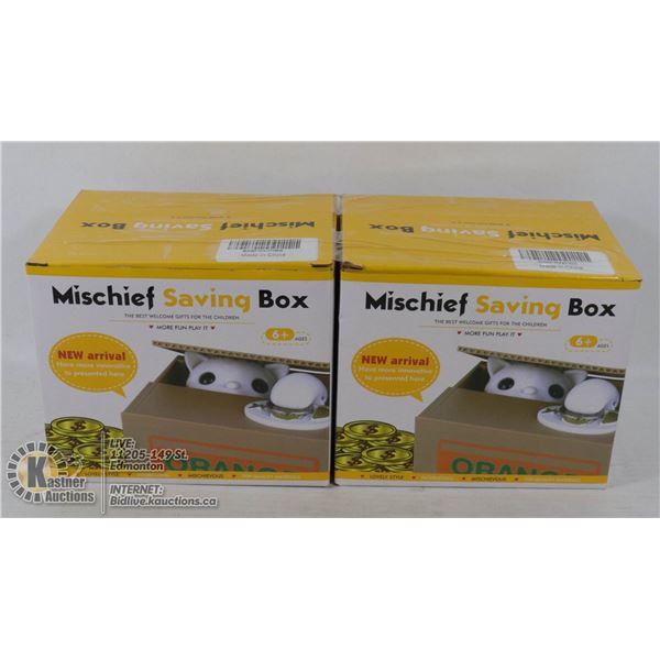 LOT OF 2 MISCHIEF SAVINGS BOX