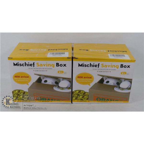 LOT OF 2 MISCHIEF SAVINGS BOX
