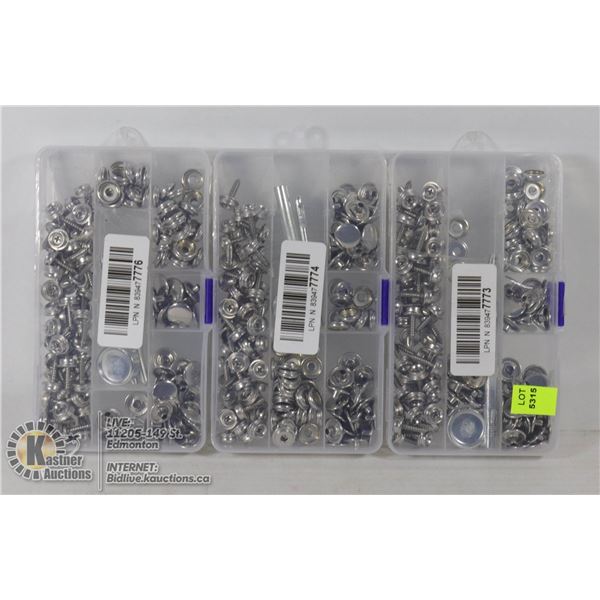 LOT OF 3 SCREW & SNAP SETS
