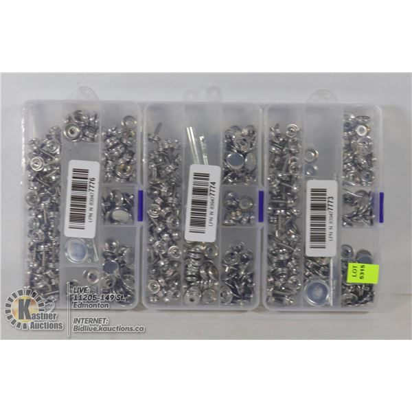 LOT OF 3 SCREW & SNAP SETS