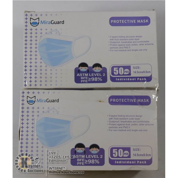 2 BOXES OF MIRAGUARD PROTECTIVE MASKS