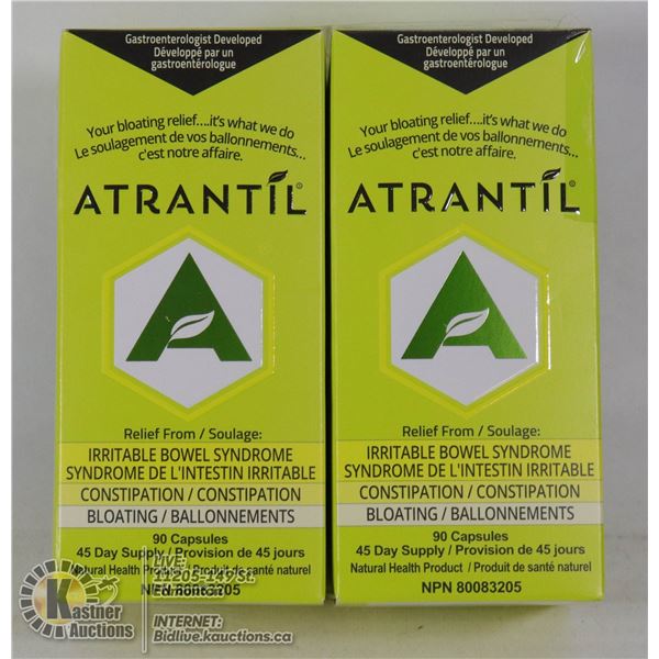 LOT OF 2 ATRANTIL 90 CAP BOTTLES FOR IBS RELIEF