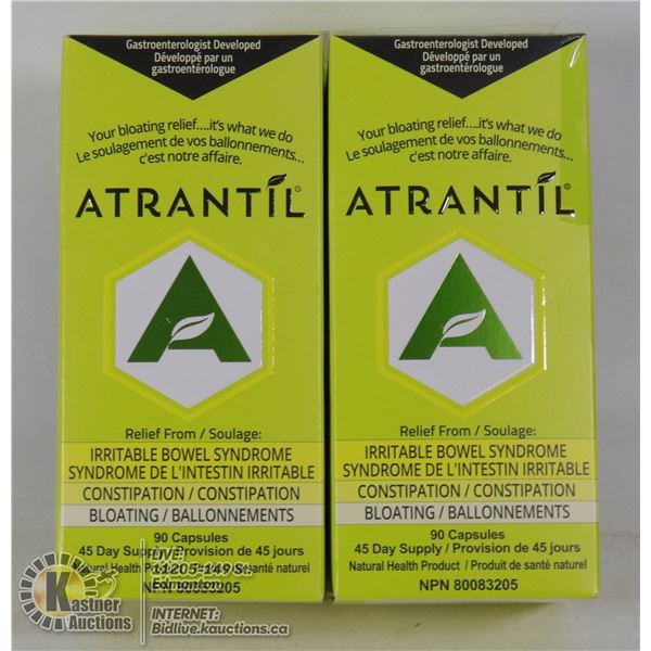 LOT OF 2 ATRANTIL 90 CAP BOTTLES FOR IBS RELIEF