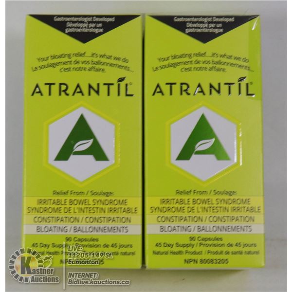 LOT OF 2 ATRANTIL 90 CAP BOTTLES FOR IBS RELIEF