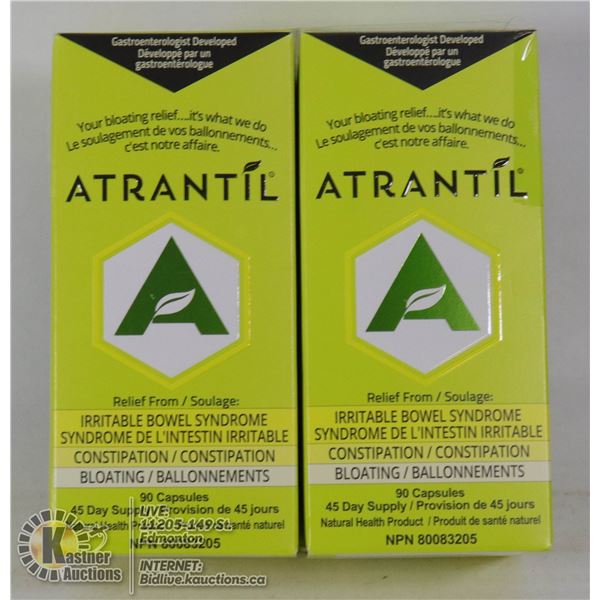 LOT OF 2 ATRANTIL 90 CAP BOTTLES FOR IBS RELIEF