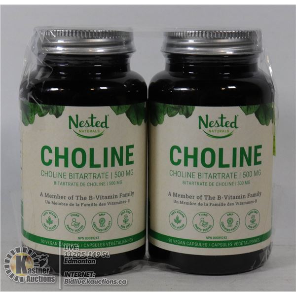 2 BOTTLES OF NESTED NATURALS CHOLINE BITARTRATE