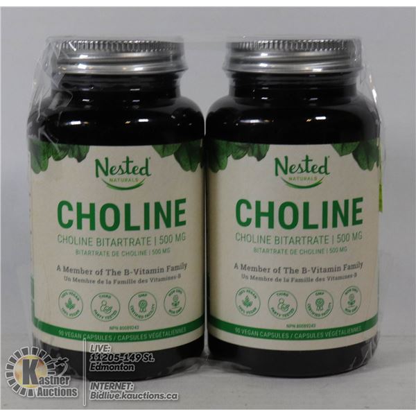 2 BOTTLES OF NESTED NATURALS CHOLINE BITARTRATE