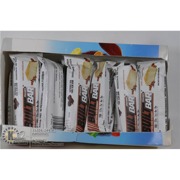 BOX OF BUILT BAR ENERGY/PROTEIN BARS