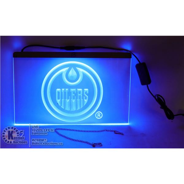 NEW LIGHTED NEON SIGN "OILERS" LOGO
