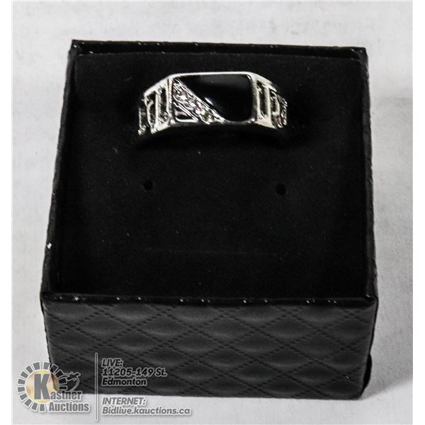 MENS TITANIUM ALLOY CUBIC ZIRCONIA BLACK