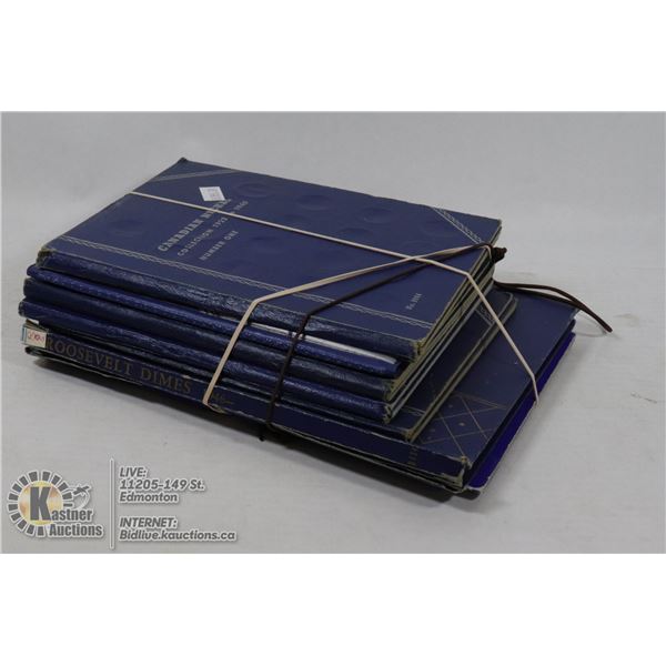 LOT OF 8 VINTAGE COIN ALBUMS W 200+ COINS