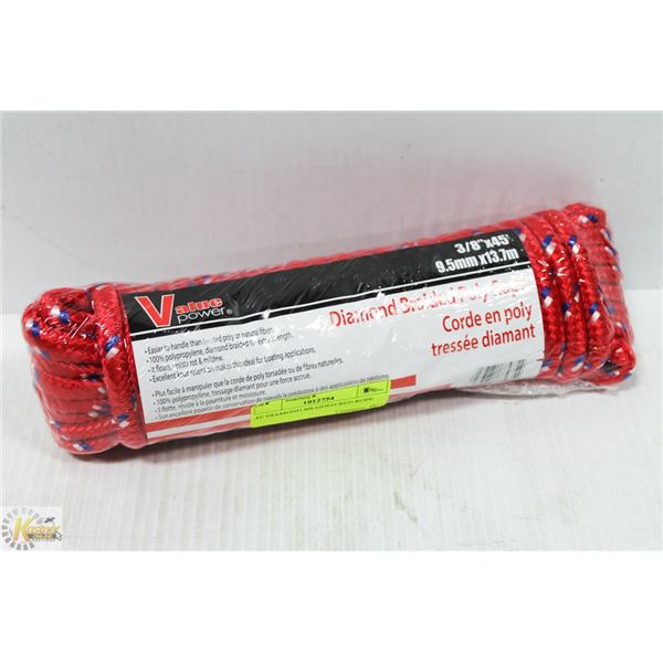 45' DIAMOND BRAIDED RED ROPE