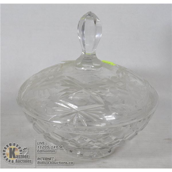 CUT GLASS COVERED CANDY DISH