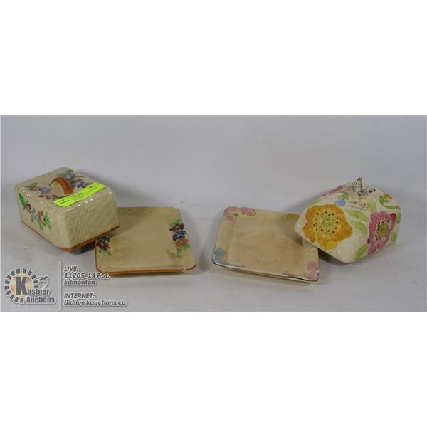 VINTAGE COVERED BUTTER DISH AND CHEESE DISH