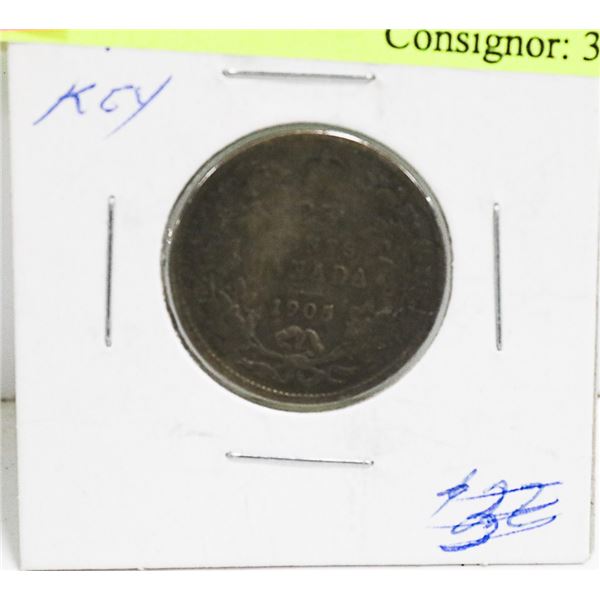 KEY DATE 1905 CANADIAN EDWARD VII SILVER 25 CENT
