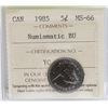 Image 1 : 1985 CANADIAN QEII 5 CENT COIN CERT ICCS MS-66