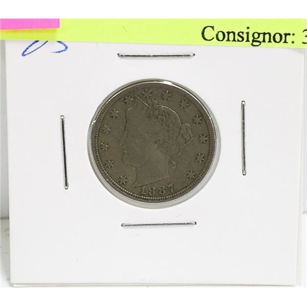 1887 US LIBERTY HEAD NICKEL SHARP DETAILS