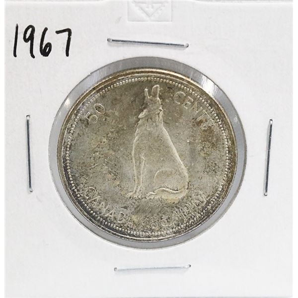 1967 SILVER CANADA WOLF 50 CENTS COIN
