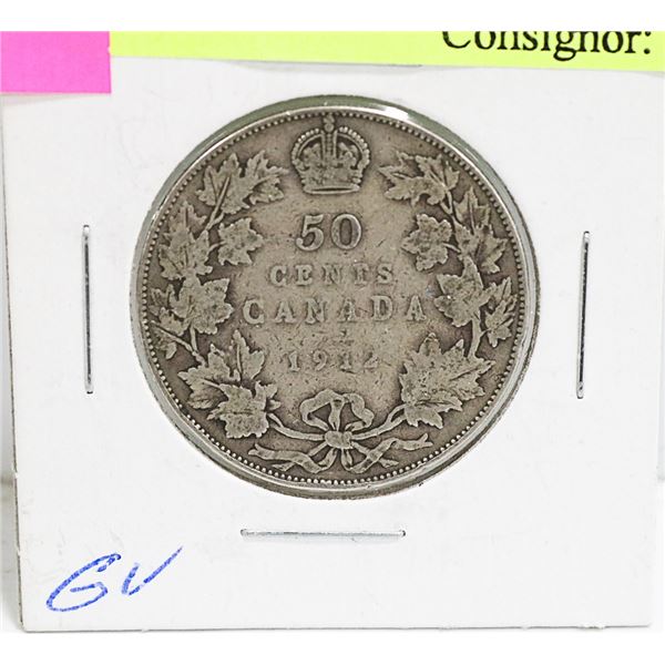 1912 CANADIAN GEORGE V SILVER 50 CENT COIN