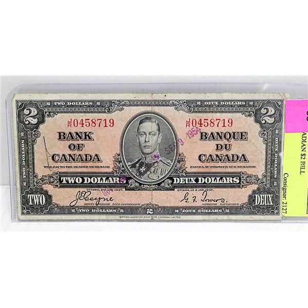 1937 CANADIAN $2 BILL
