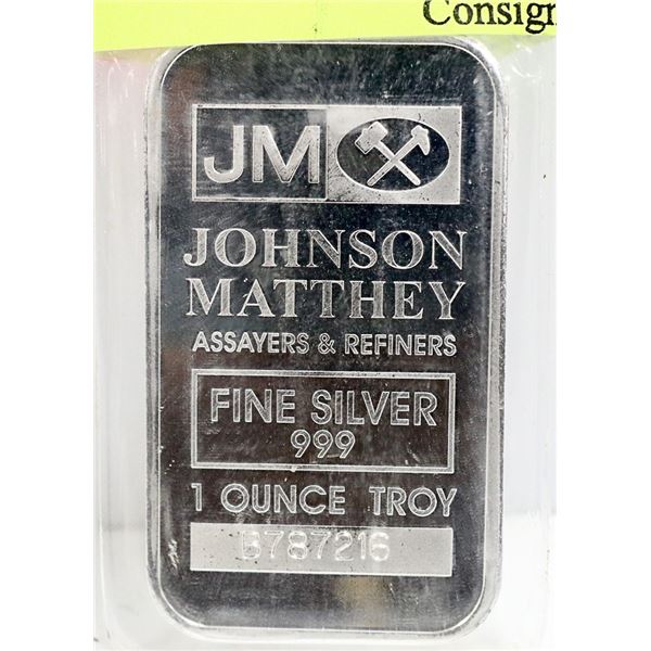 J.M 1 TROY OUNCE .999 SILVER BAR