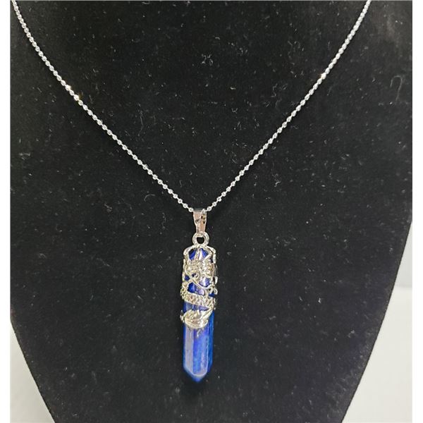 SODALITE STONE IN STAINLESS SHEATH NECKLACE