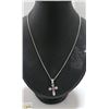 Image 1 : SOLID .925 SILVER CROSS 18" BOX LINK CHAIN