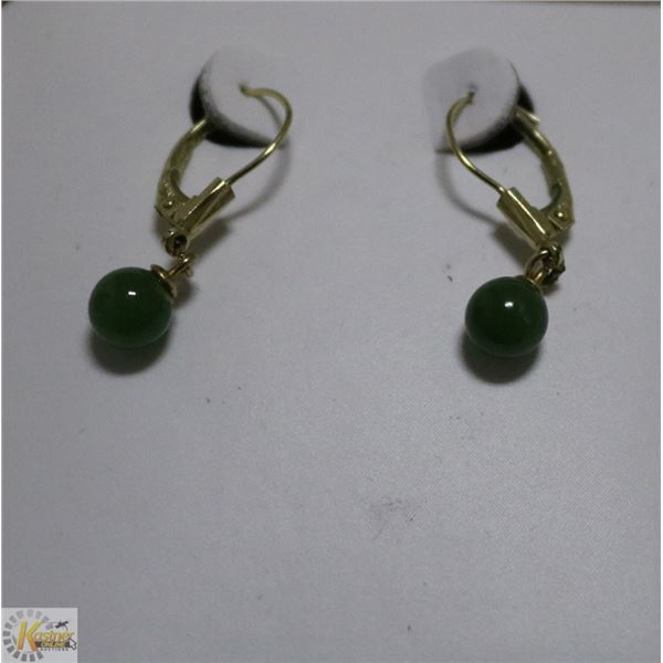 GOLD & JADE SHEPARD HOOK EARRINGS