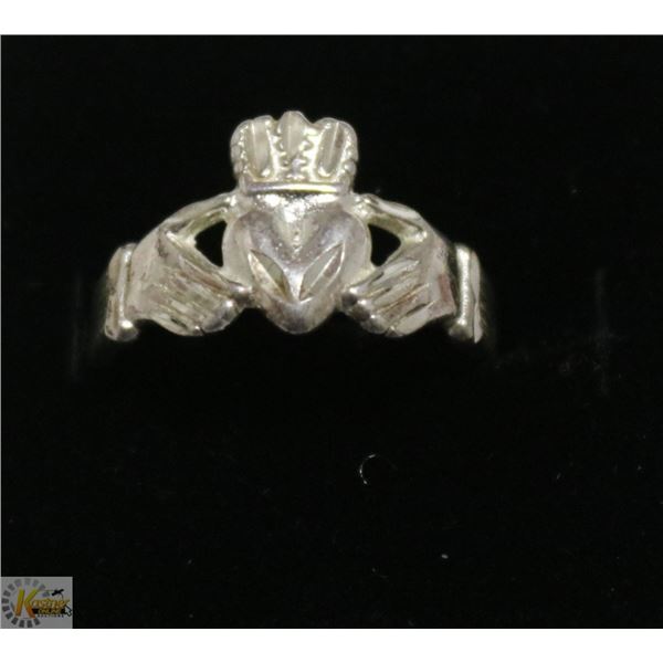 VINTAGE .925 STERLING IRISH CLADDAGH RING SZ 9
