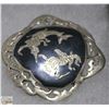 Image 1 : VINTAGE SIAM .925 SILVER & BLACK ENAMEL BROOCH