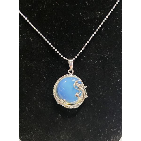 MOONSTONE WRAPPED WITH DRAGON NECKLACE STAMPED