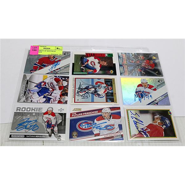 9 CARD SHEET OF MONTREAL CANADIANS