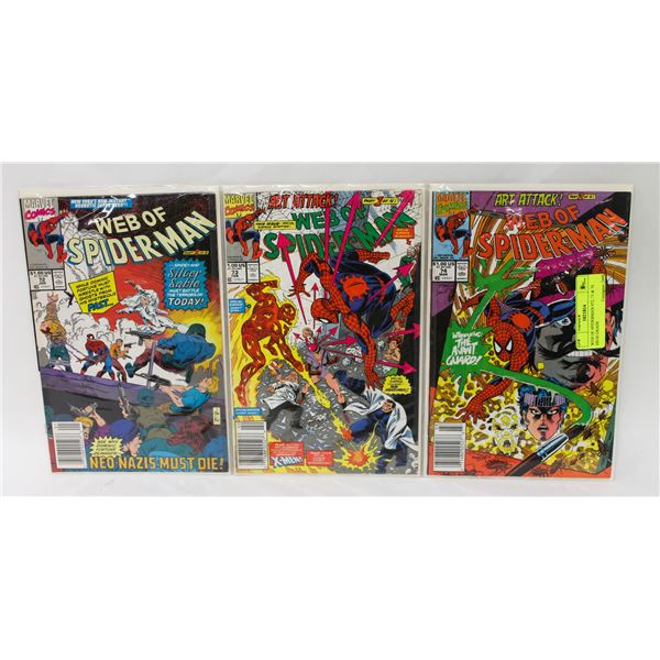 WEB OF SPIDERMAN #72, 73 & 74 HIGH GRADE