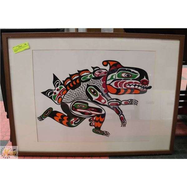 LARGE HAIDA WEST COAST PICTURE FRAMED