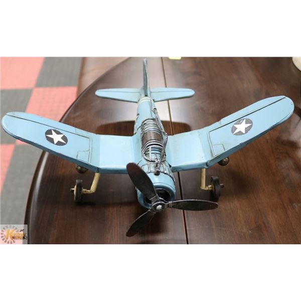 LARGE BLUE BOMBER METAL AIRPLANE