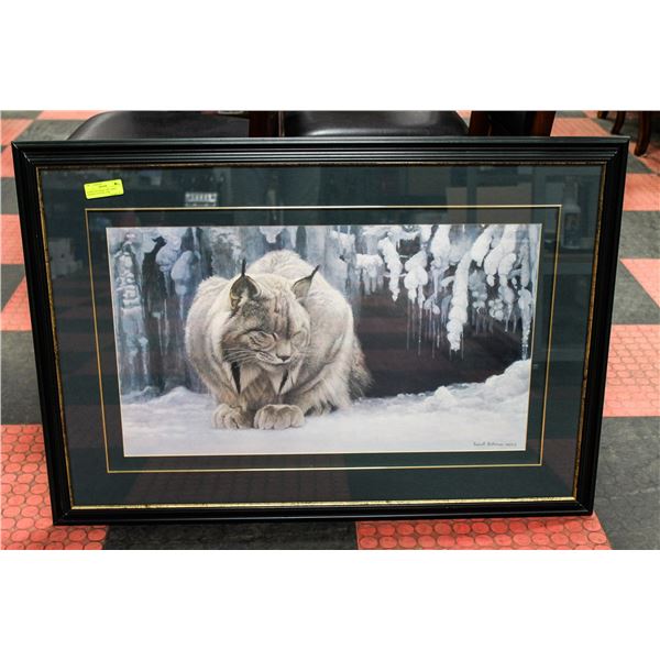 ROBERT BATEMAN 1987 LARGE FRAMED LYNX PICTURE