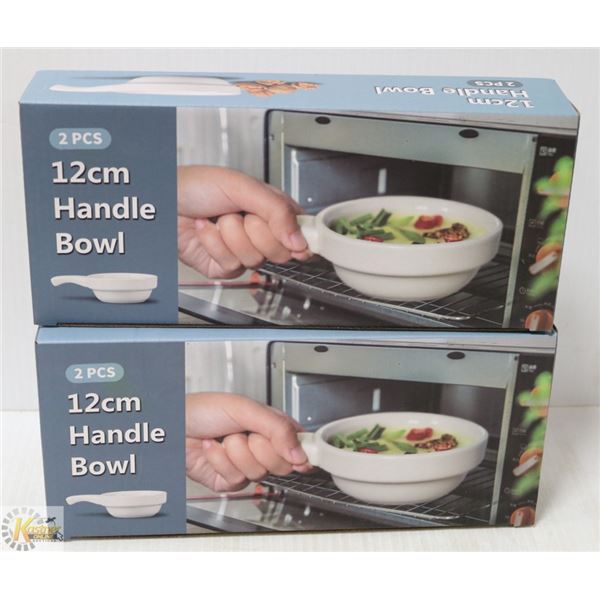 SET OF 4 NEW SOUP BOWLS W/ HANDLES