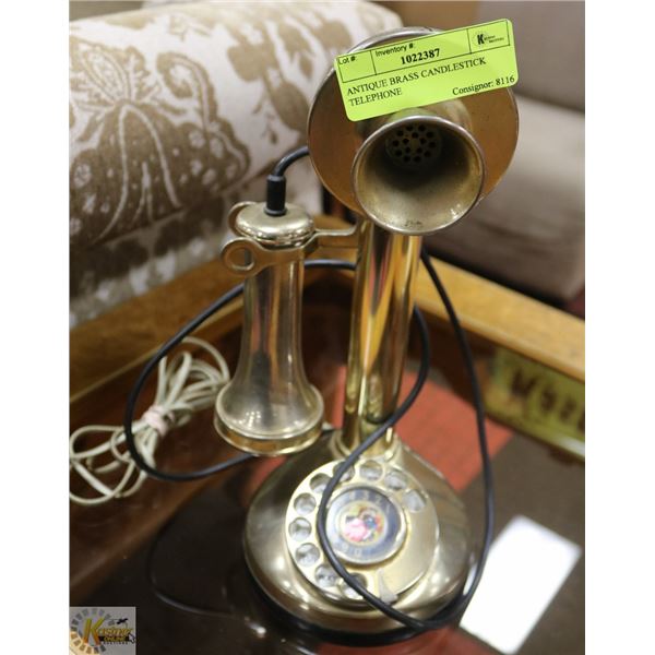 ANTIQUE BRASS CANDLESTICK TELEPHONE