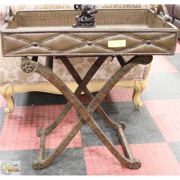 LEATHER & RATTAN STYLE WIRE ROPE TABLE REMOVABLE