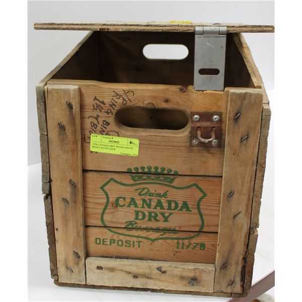 1976 CANADA DRY WOOD CRATE WITH LID NO LOCK