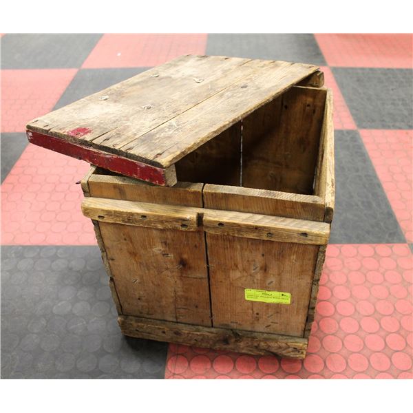 1950'S NAIL HELD EGG WOOD CRATE WITH LID