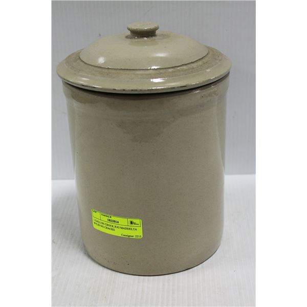 1 GALLON CROCK JUG MADDELTA W/LID NO CRACKS