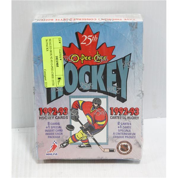 SEALED BOX 92-93 O-PEE-CHEE 25TH 36 PACKS