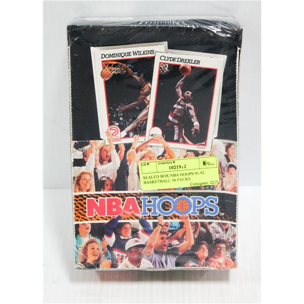 SEALED BOX NBA HOOPS 91-92 BASKETBALL 36 PACKS