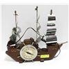 Image 1 : SNIDER WOOD METAL SHIP CLOCK & LAMP 1960'S