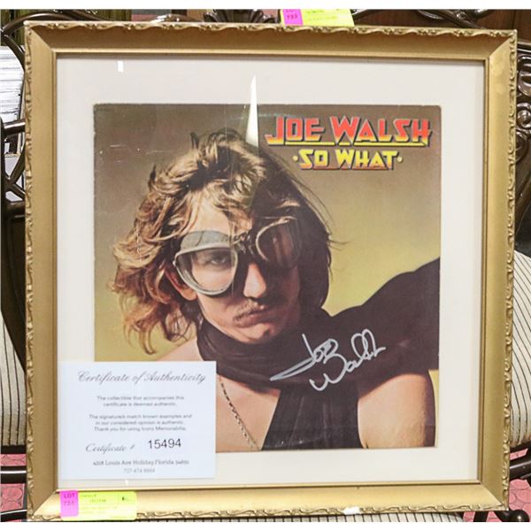 JOE WALSH'S "SO WHAT" LP AUTOGRAPHED - COA