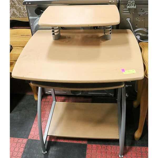 WOOD AND METAL FRAME COMPACT COMPUTER DESK